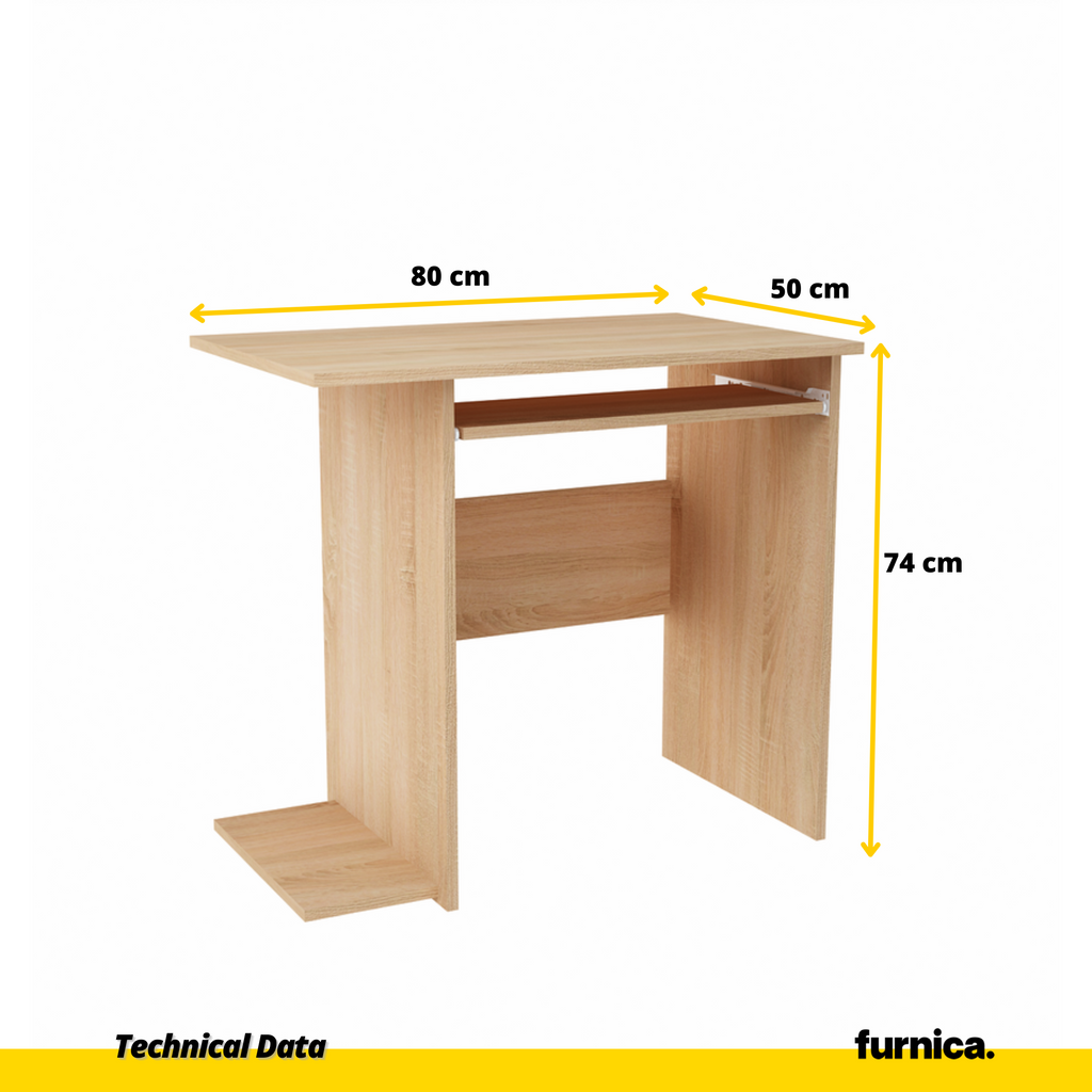 BILLY - Escritorio de ordenador con bandeja para teclado - Roble Sonoma - A74cm A80cm P50cm