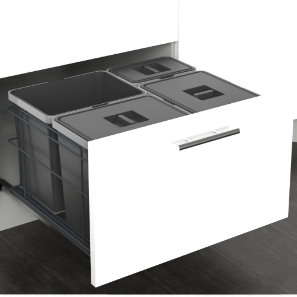 Cubo de reciclaje con cierre suave - 3x15 l + 1x6 l - mueble de 60 cm