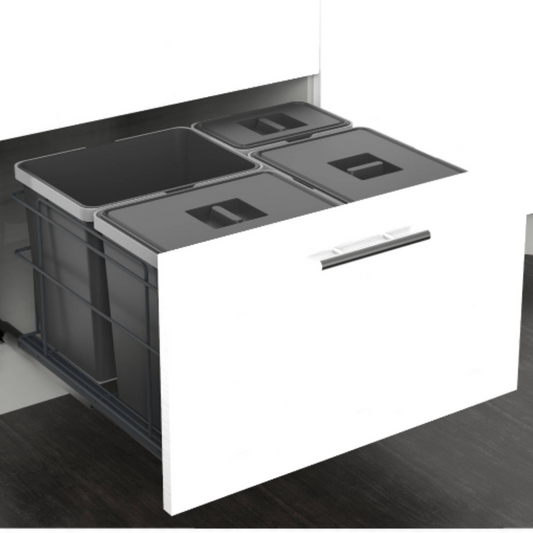 Cubo de reciclaje con cierre suave - 3x15 l + 1x6 l - mueble de 60 cm
