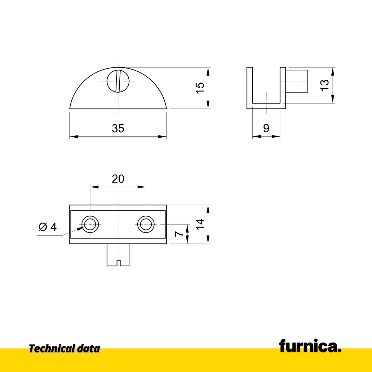 Soporte de estante de vidrio semicircular - Cromo (2) – Furnica