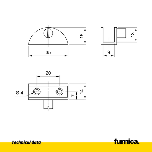 Soporte de estante de vidrio semicircular - Cromo (2) – Furnica