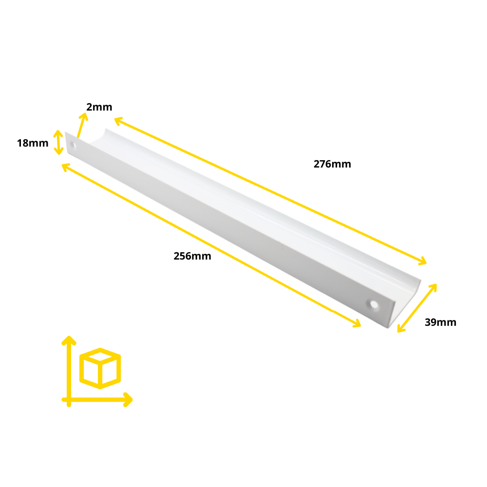 Mango de perfil de agarre Edge de 256 mm (longitud total de 276 mm) - Blanco