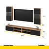 MIRANDA - Mueble TV colgante - 4 armarios - Roble Wotan / Negro Brillante