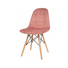 FABRIZIO - Silla de comedor / oficina de terciopelo acolchado con patas de madera - Rosa