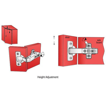 Bisagra de cierre suave a +45º, placa de montaje H2 con tornillos EURO, puertas anguladas (6) – Furnica