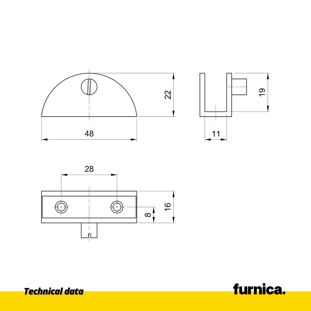 Soporte de estante de vidrio semicircular II - Satinado