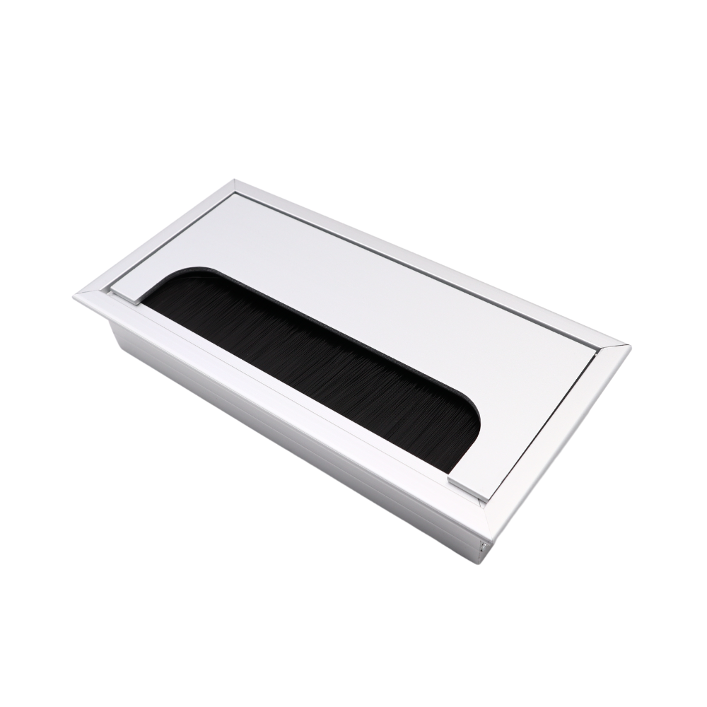 Pasacables rectangular de aluminio de 160x80mm, plateado "Wave" – Furnica