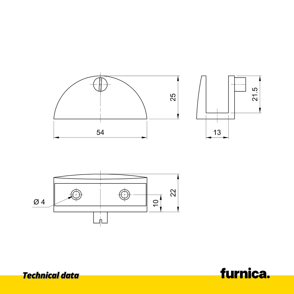 Soporte de estante de vidrio semicircular III - Satinado