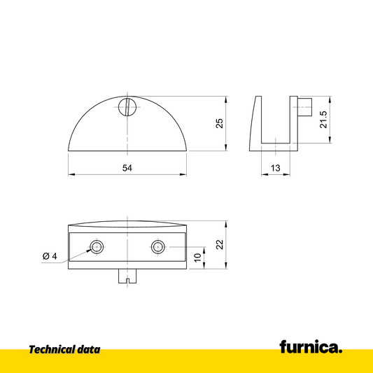 Soporte de estante de vidrio semicircular III - Cromo (2) – Furnica