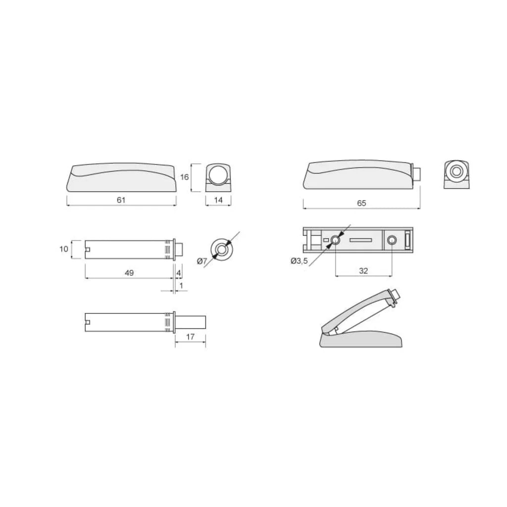 Amortiguador de mueble - fresno con punta de silicona (corto)
