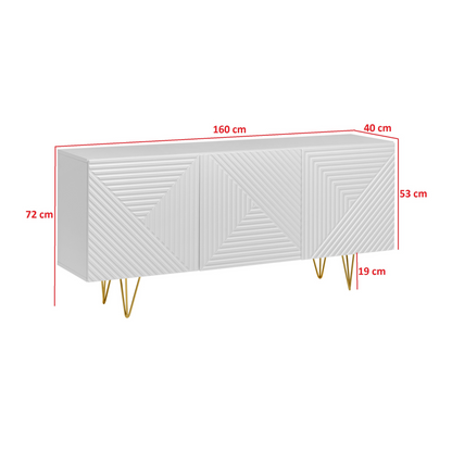 PIRÁMIDE - Aparador con frentes/puertas de MDF fresado en 3D - Blanco mate (4) – Furnica