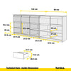 NOAH - Cómoda de 5 cajones y 5 puertas - Armario de almacenamiento para dormitorio - Hormigón / Antracita - A75cm A200cm P35cm