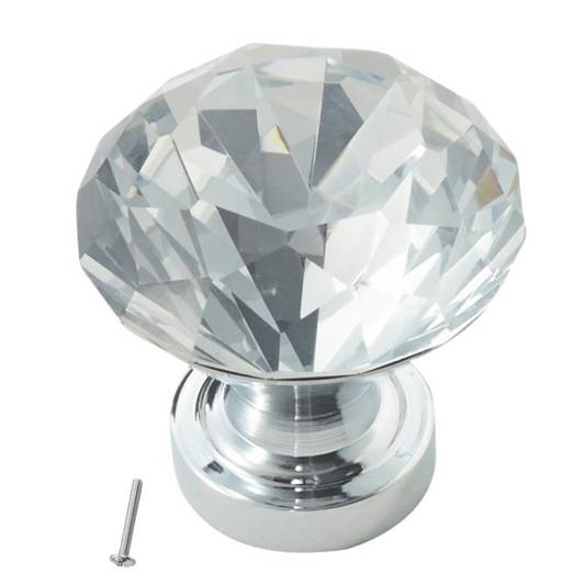 Perilla de gabinete con efecto de vidrio de cristal - Ø30mm - Cromo – Furnica