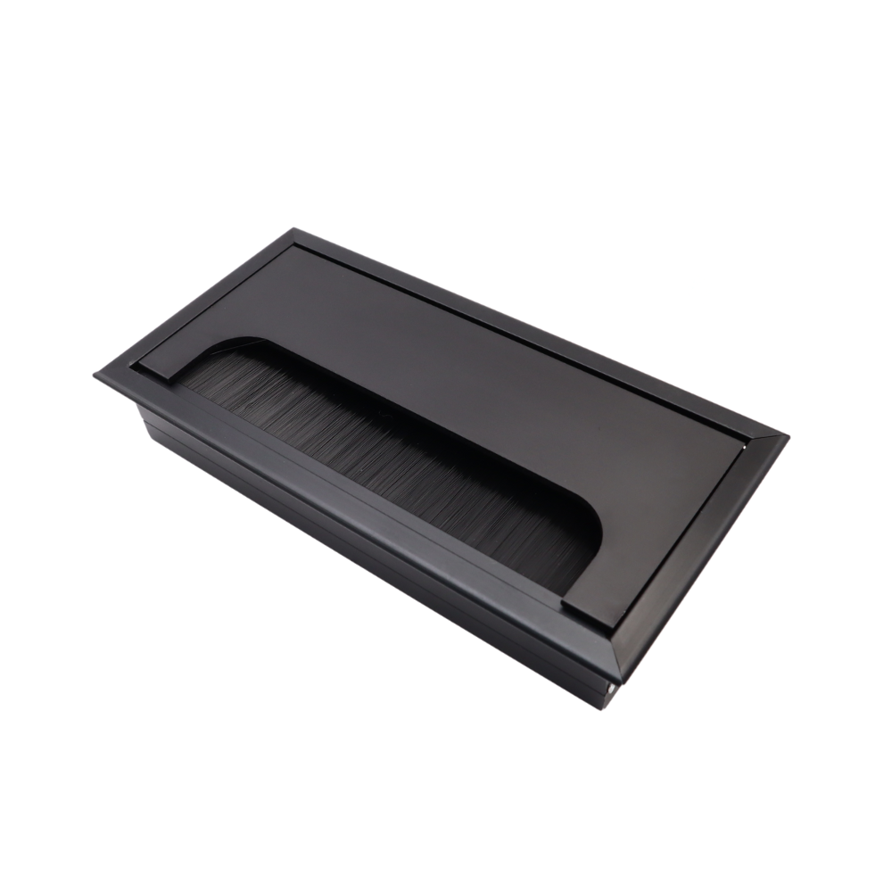 Pasacables rectangular de aluminio de 160x80mm, negro "Wave" – Furnica