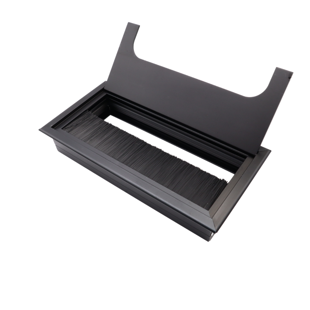 Pasacables rectangular de aluminio de 160x80mm, negro "Wave" (2) – Furnica