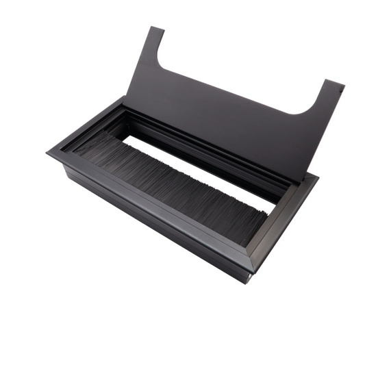 Pasacables rectangular de aluminio de 160x80mm, negro "Wave" (2) – Furnica