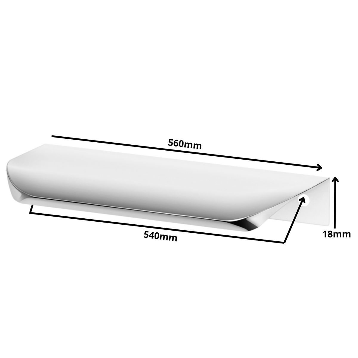 Mango de perfil redondo Edge Grip UA02 de 540 mm (longitud total de 560 mm) - Electropulido