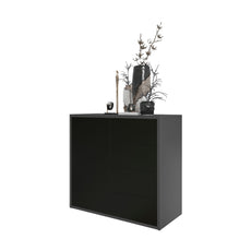 CAMILLE - Aparador con puerta y 4 cajones de apertura push to open - Antracita / Negro mate H74cm W80cm D36cm