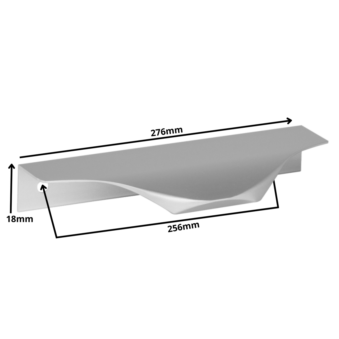 Mango de perfil redondo Edge Grip UA04 de 256 mm (longitud total de 276 mm) - Aluminio
