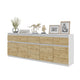 NOAH - Cómoda de 5 cajones y 5 puertas - Armario de almacenamiento para dormitorio - Blanco Mate / Roble Wotan - A75cm