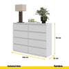 GABRIEL - Cómoda de 8 cajones - Armario de almacenamiento para el dormitorio - Aparador - Blanco Mate - A92cm A120cm P33cm