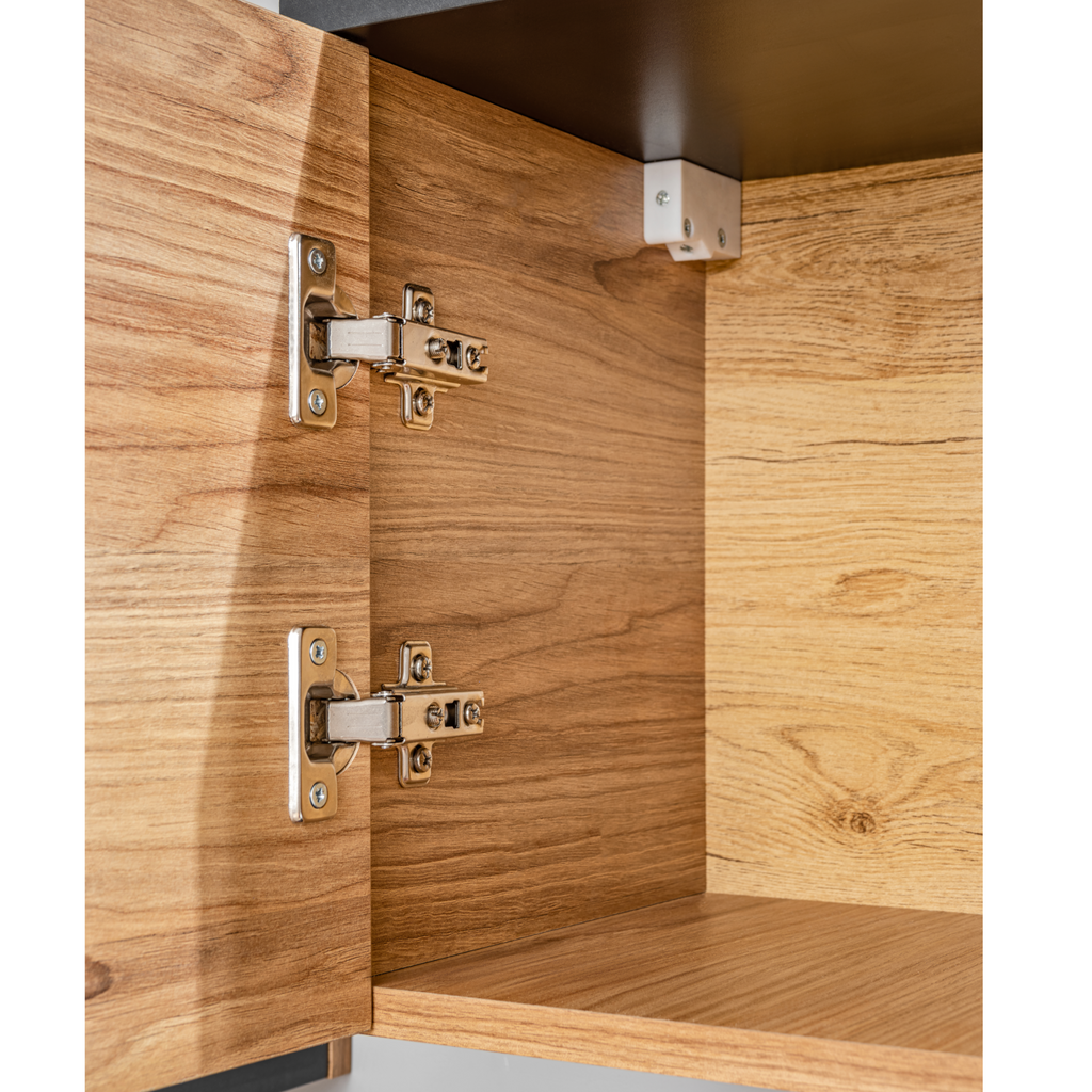 Unidad de pared TORONTO - Conjunto de muebles de salón - Negro Mate / Roble Warmia