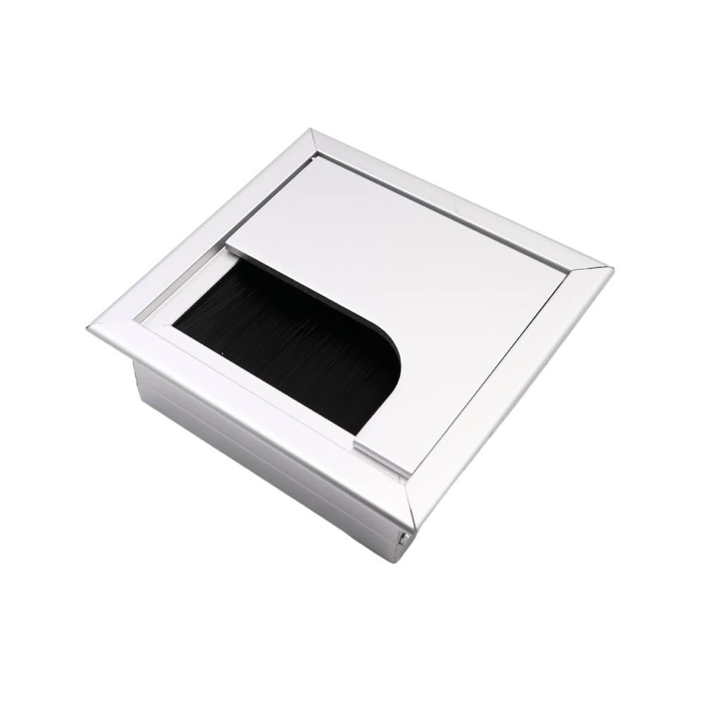 Pasacables cuadrado de aluminio de 80x80mm, plateado "Wave" – Furnica
