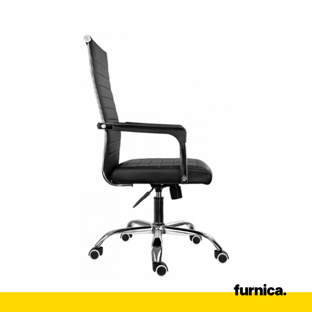 NICOLA - Silla de oficina cubierta con eco cuero de alta calidad - Negro A115cm A64cm