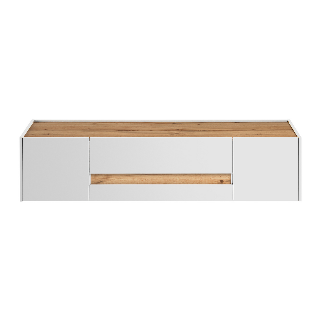 CARLO V - Conjunto de muebles de salón - Blanco Mate / Roble Wotan