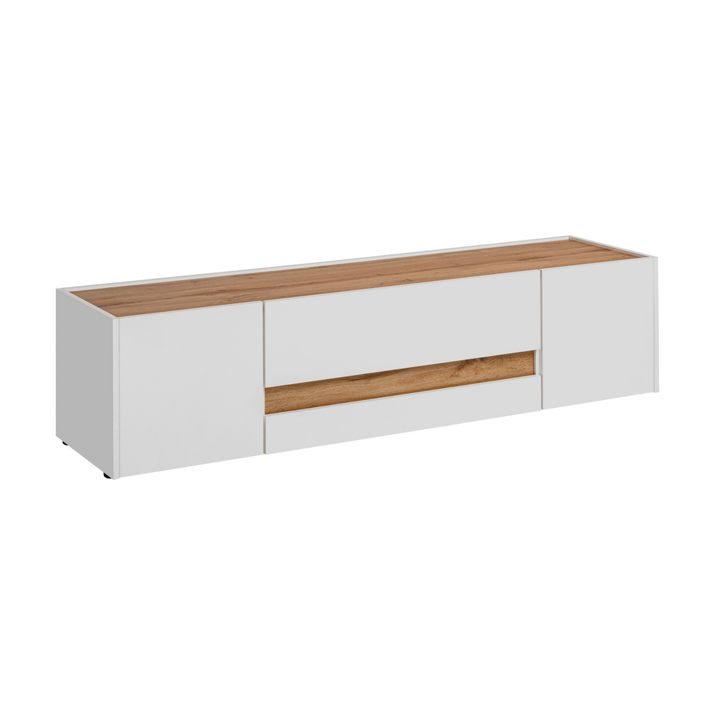 CARLO V - Conjunto de muebles de salón - Blanco Mate / Roble Wotan