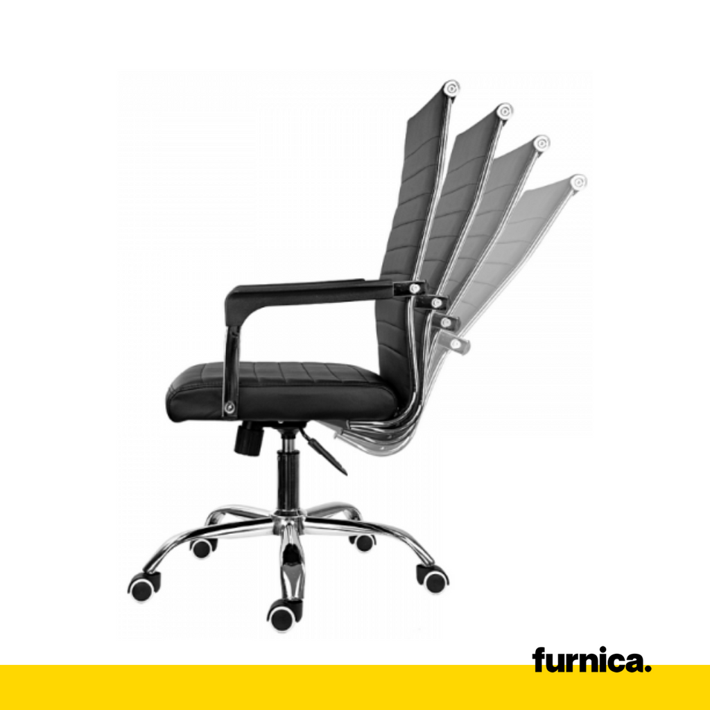 NICOLA - Silla de oficina cubierta con eco cuero de alta calidad - Negro A115cm A64cm