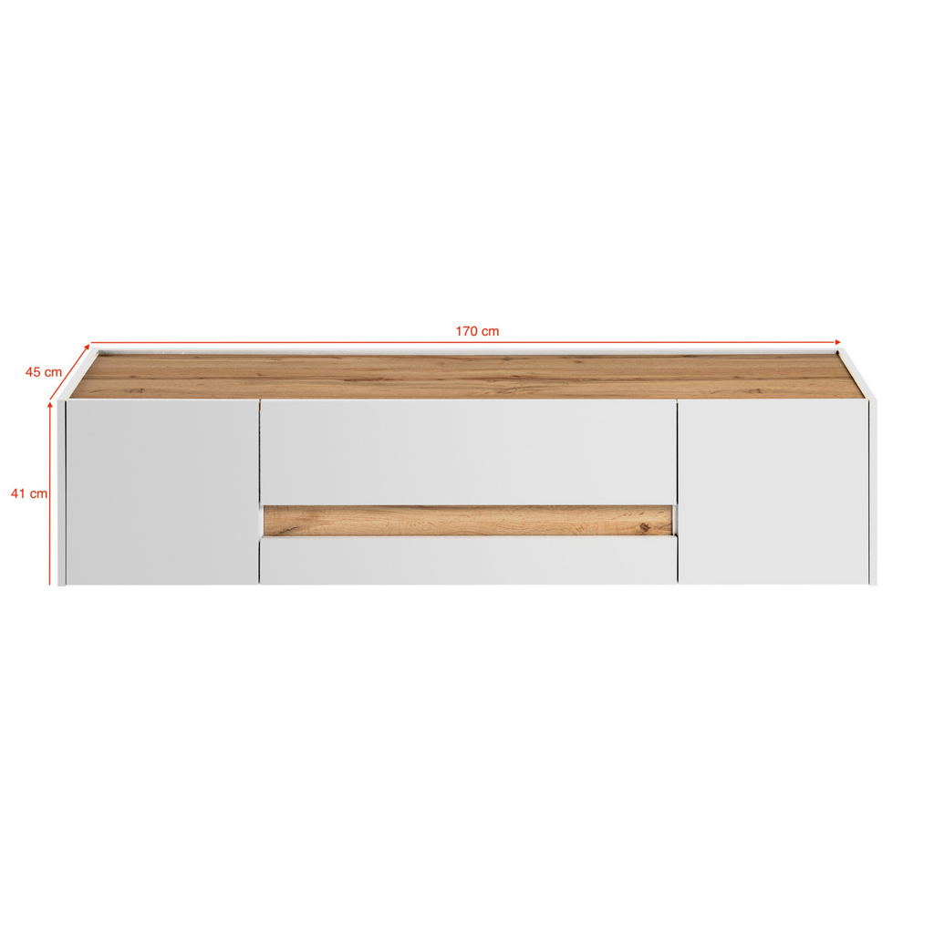 CARLO V - Conjunto de muebles de salón - Blanco Mate / Roble Wotan