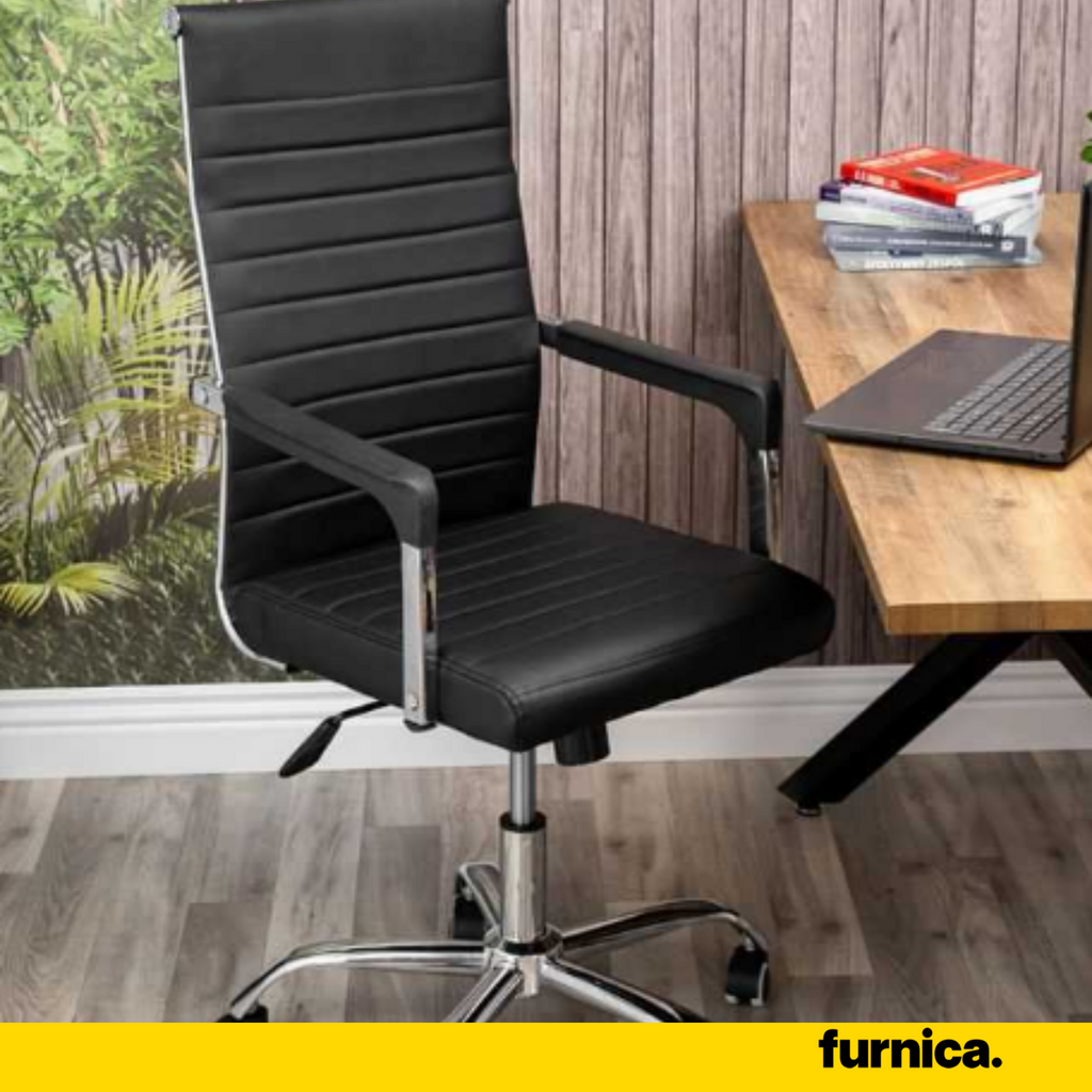 NICOLA - Silla de oficina cubierta con eco cuero de alta calidad - Negro A115cm A64cm