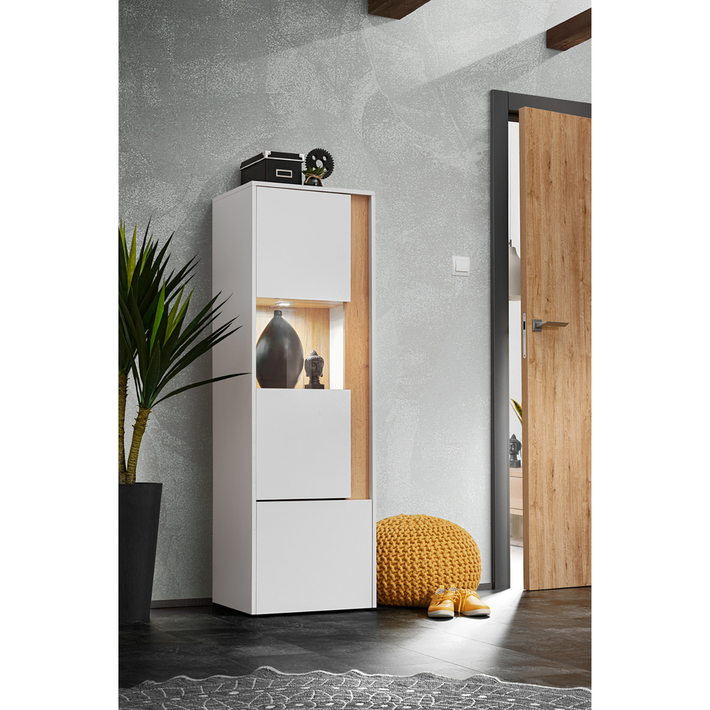 CARLO V - Conjunto de muebles de salón - Blanco Mate / Roble Wotan