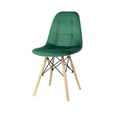 FABRIZIO - Silla de comedor / oficina de terciopelo acolchado con patas de madera - Verde Oscuro