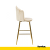 LUIGI - Taburete de comedor / oficina de terciopelo acolchado de terciopelo con patas doradas cromadas - Beige