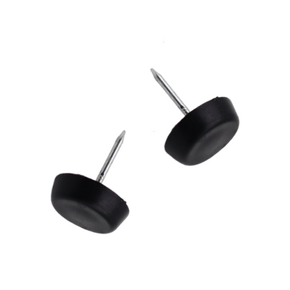 Deslizadores de plástico para muebles Ø15mm con clavo - Negro - 50 unidades – Furnica
