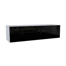 NICOLE - Mueble TV con puerta ancha A38cm A140cm P35cm - Blanco / Negro Brillante