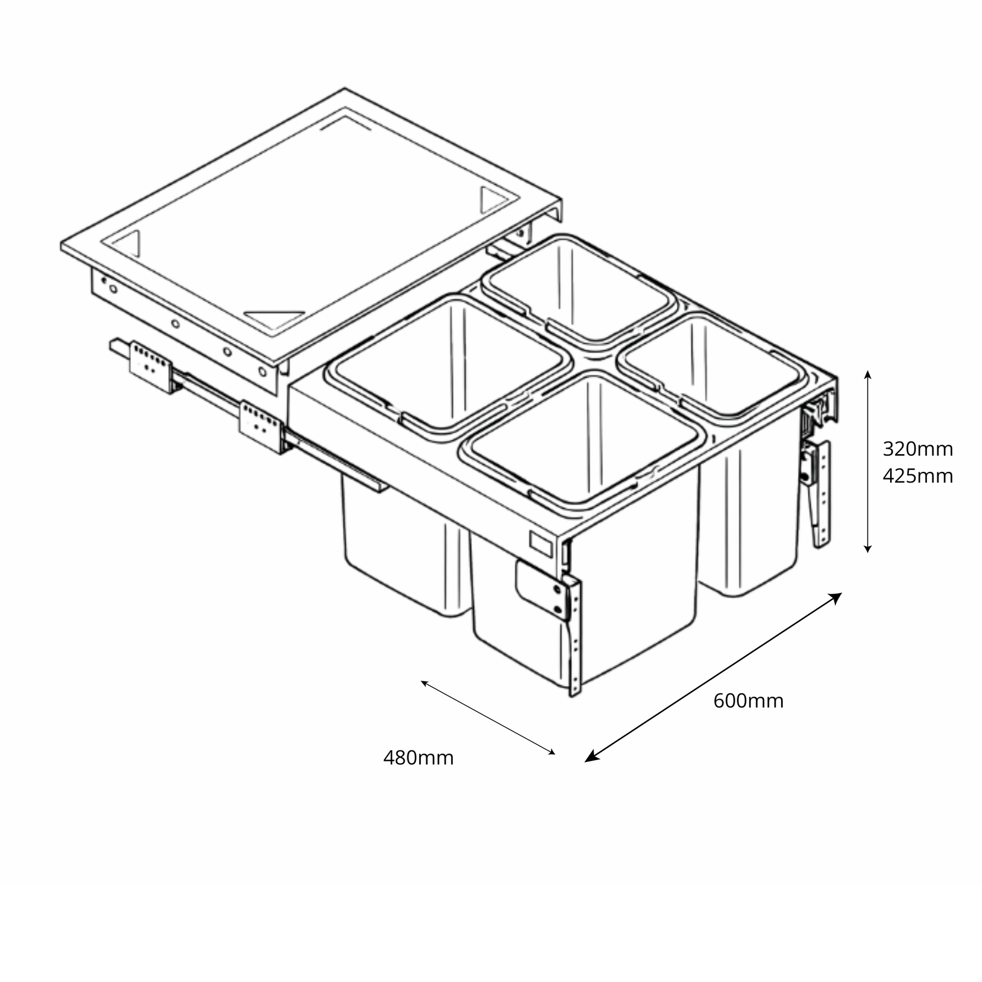 Cubo de reciclaje con cierre suave - 2x15 l + 2x7 l o 2x20 l + 2x9 l - mueble de 60 cm