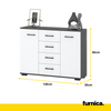 MARK - Cómoda de 4 cajones y 2 puertas - Armario de almacenamiento para dormitorio - Aparador - Antracita / Blanco Mate - A85cm A120cm P35cm