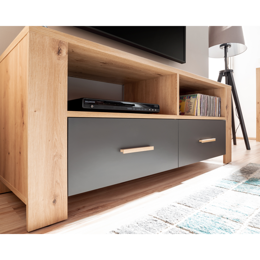 VEGA - Conjunto de muebles de salón - Roble Wotan / Antracita