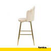 LUIGI - Taburete de comedor / oficina de terciopelo acolchado de terciopelo con patas doradas cromadas - Beige
