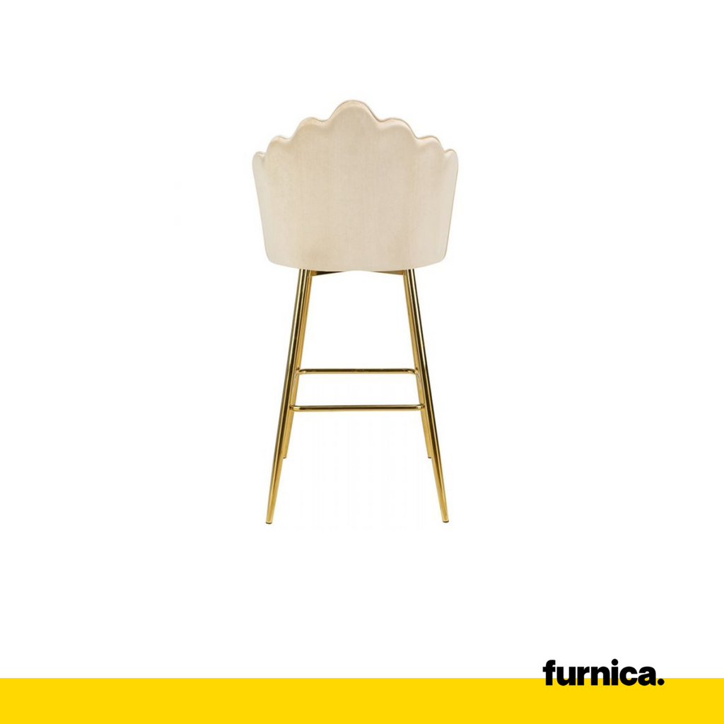 LUIGI - Taburete de comedor / oficina de terciopelo acolchado de terciopelo con patas doradas cromadas - Beige