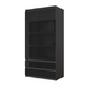 JOELLE - Armario de 2 puertas con 2 cajones - Antracita / Negro Brillante - A180cm A90cm P50cm – Furnica