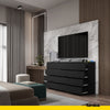 GABRIEL - Cómoda de 12 cajones (8+4) - Armario de almacenamiento para el dormitorio - Aparador - Negro Mate - A92cm A180cm P33cm