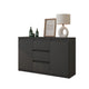MIKEL - Cómoda de 3 cajones y 2 puertas - Armario de almacenamiento para el dormitorio - Aparador - Antracita - A75cm A120cm