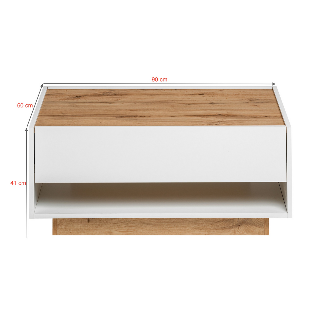 CARLO V - Conjunto de muebles de salón - Blanco Mate / Roble Wotan