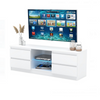 MARCO - Mueble TV con 4 cajones y 1 estante de vidrio - A45cm A120cm P35cm - Blanco Mate