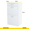 JULIA - Zapatero con 1 cajón y almacenamiento de 2 niveles - Blanco mate H92cm W50cm D28cm