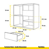 CAMILLE - Aparador de empuje para abrir con 2 puertas y 2 cajones - Antracita / Burdeos mate H74cm W80cm D36cm